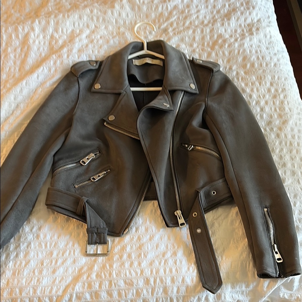 Zara Women's Gray Suede Jacket Xs